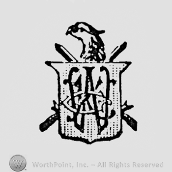 Monogram of letters G,K and W on a shield; eagle behind.