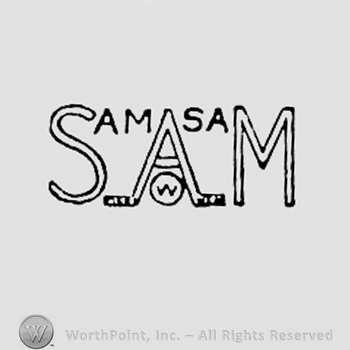 Letters S,A,M and a little circle bellow letter A with letter W inside.