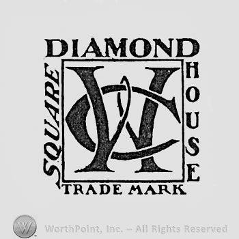 Monogram of letters W and C inside a square; words DIAMOND HOUSE SQUARE TRADE MARK written on the edge.