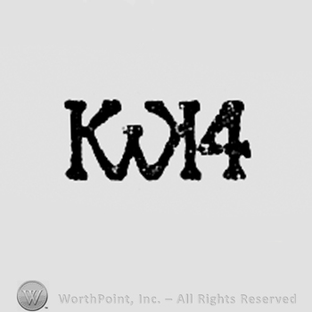 Monogram of letters K and W and number 14.
