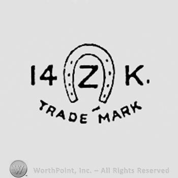 Letter Z inside a horseshoe, and number 14 and letter K; TRADE MARK written bellow.