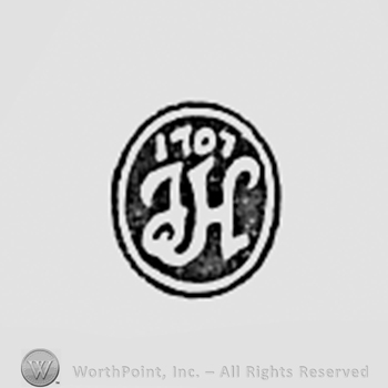 Date 1707 and monogram of JH inside oval.