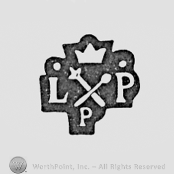 LP with crown; another letter P below.