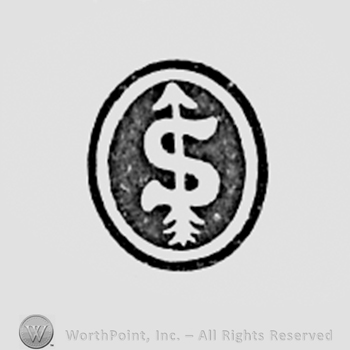 Letter S with arrow, inside an oval.