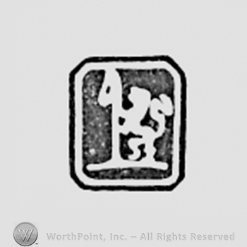 Lion with swoord inside a rectangle.