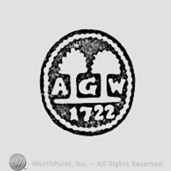 Two trees, date 1722 and initials A G W.
