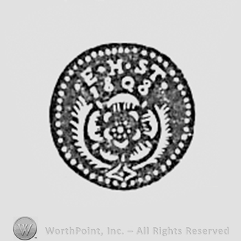 Flower, initials E H St and date 1808.