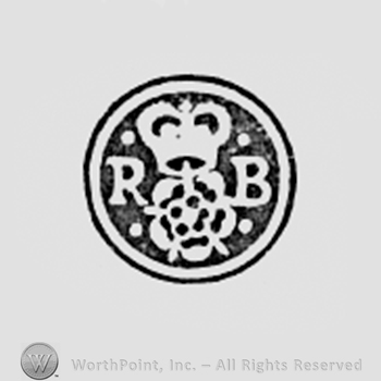 Flower with crown and initials R B.