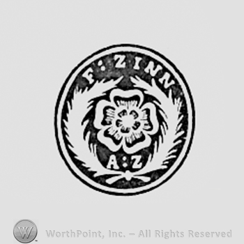 Flower in the middle with initials A Z below; F: Zinn written on top.