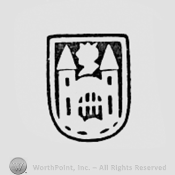 Shield shape with a castle inside.