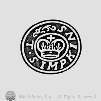 Crown with cross and T Simpkins written in oval.
