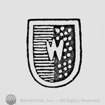 Shield, half dark, half light, and letter W in the middle.
