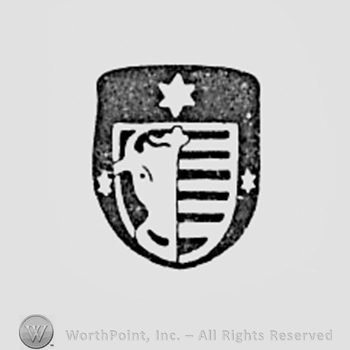 Half head of an animal, a star above, all on a shield.