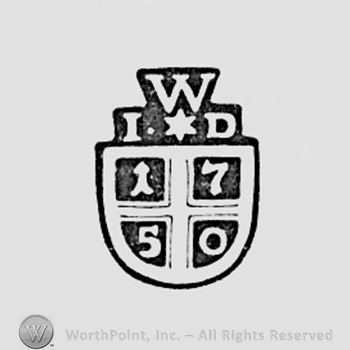 Year 1750 on a shield and letters IWD above.