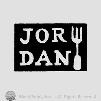 Word Jordan written on two lines;a fork on the right side.