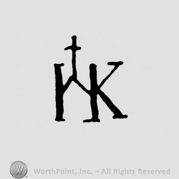 Letters NK conjoined and a cross on top.
