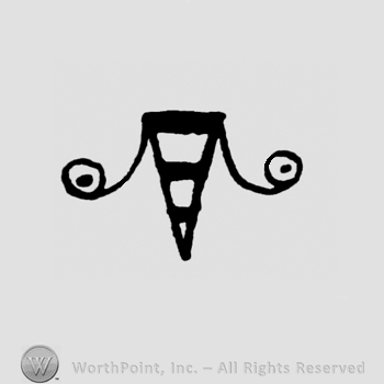 Symbol made from two circles with dots inside and a triangle in the middle.