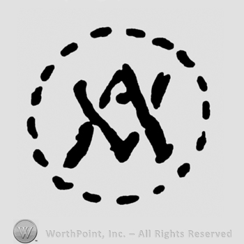 Monogram of letters AV inside a circle.