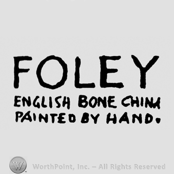 Word Foley on top;English Bone China Painted By Hand written below.
