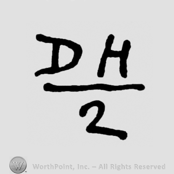 Letters DH on top;number 2 at the bottom.