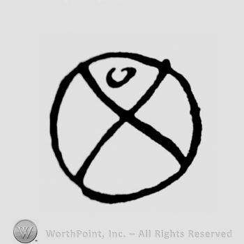 Circle with cross and dot inside.