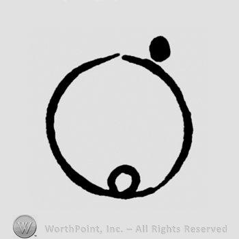 Circle with another small circle inside;a dot outside.