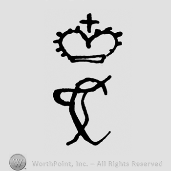 Crown  with cross on top;letters TL below.