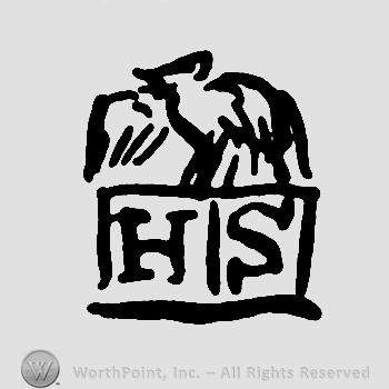 Bird on top of letters HS in rectangles.