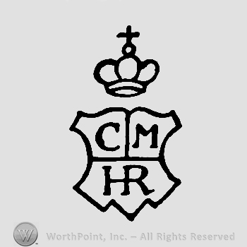 Crown with cross on top;shield with letters CM HR inside.
