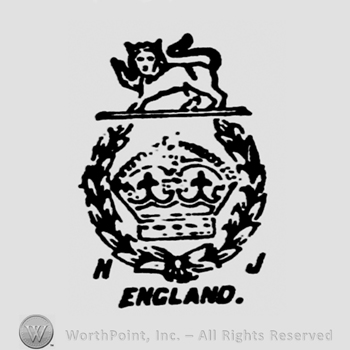 Monogram of letters JG and a crescent with & Sons inside.