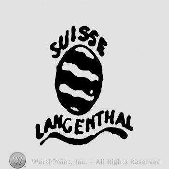Oval with stripes in the middle;word Suisse on top;Langgenthal at the bottom.