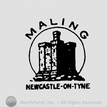 Castle inside a circle;word Maling on top;Newcastle on tyne written below.