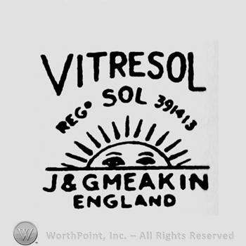 J&G MEAKIN ENGLAND written at the bottom;Vitresol on top of a half sun.