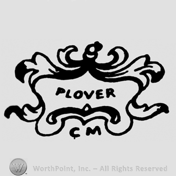 Plover C M written wih a design similar to a wreath.