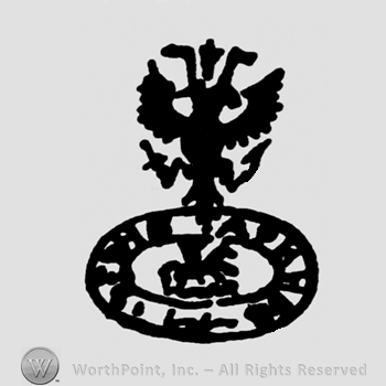 Shape made from an eagle on top and an oval with text below.