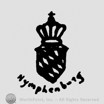 Shield with crown and cross on top;word Nymphenburg at the bottom