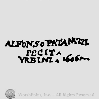 Text:Alfonso Patanazzi Fecit Urbini 1606 .