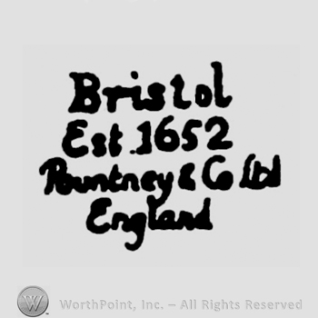 Text:Bristol Est 1652 Pountney & Co England.