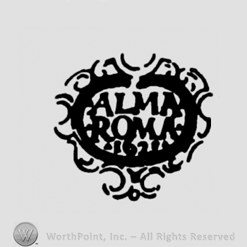 Alma Roma 1620 written inside an oval.