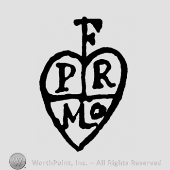 Heart with letters P R M O inside;F on top.