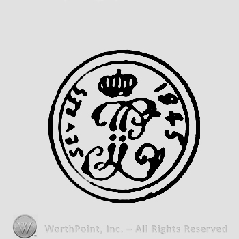 Letter L with crown;Sevres 1845 written on sides;circle