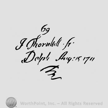 Text: 69 J Thornhill Delph Aug 15 1711.