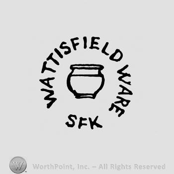 Vase in the middle;Wattisfield Ware Sfk written in circle.