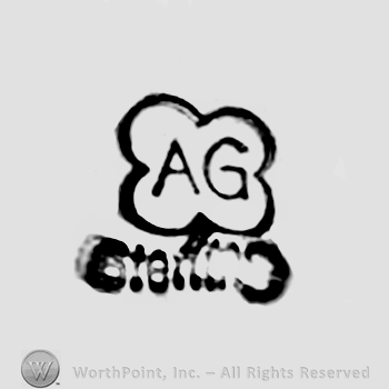 Leaf with letters AG ; word Sterling below.