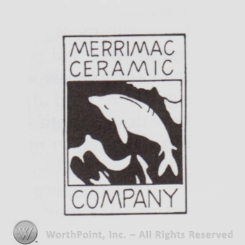Dolphin inside a square; words Merrimac Ceramic written above and Company bellow.