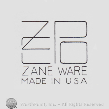 Monogram of letters ZPO above text Zane Ware Made in USA.