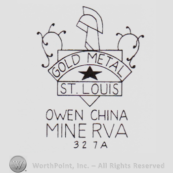 Crown and text GOLD METAL ST. LOUIOS OWEN CHINA MINERVA 32 7A.