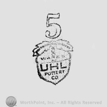 Number 5 above an accorn; UHL Pottery CO written over.