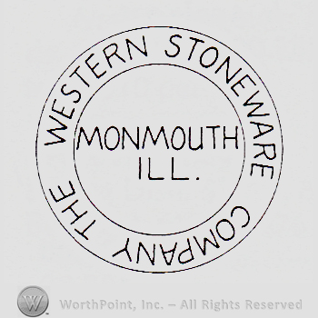Word Monmouth ILL. Written inside a circle; text THE WESTERN STONEWARE COMPANY written on the edge.