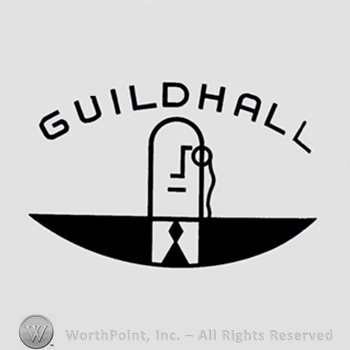 Word GUILDHALL written above a gentleman.